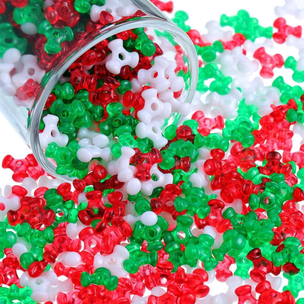 6472 2000 Pieces Christmas Tri-Shaped Beads Plastic Tri Beads Christmas DIY